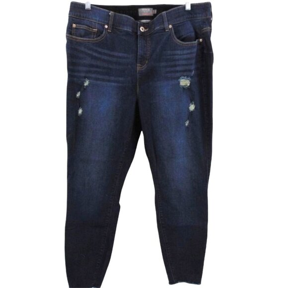 Torrid Bombshell Skinny Dark Blue Jeans 22T 22 Tall Stretch Denim Distressed - Picture 1 of 15